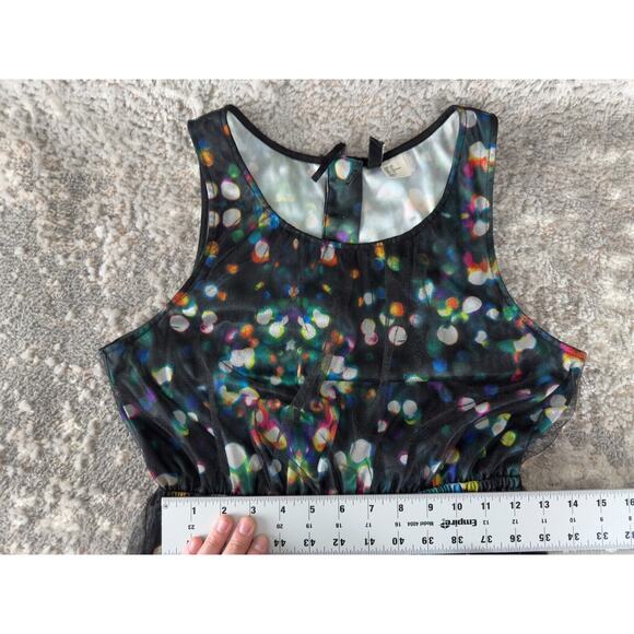 Divided H&M Sz 10 Tulle Mesh Colorful Polka Dot Sleeveless Mini Flare Dress Zip - Picture 7 of 9